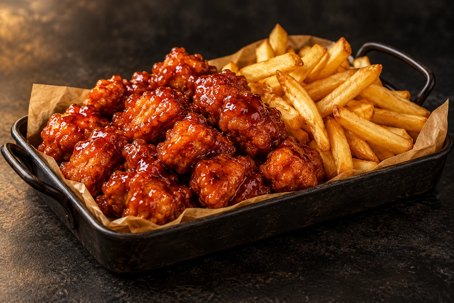 Boneless con papas, fotografía ilustrativa